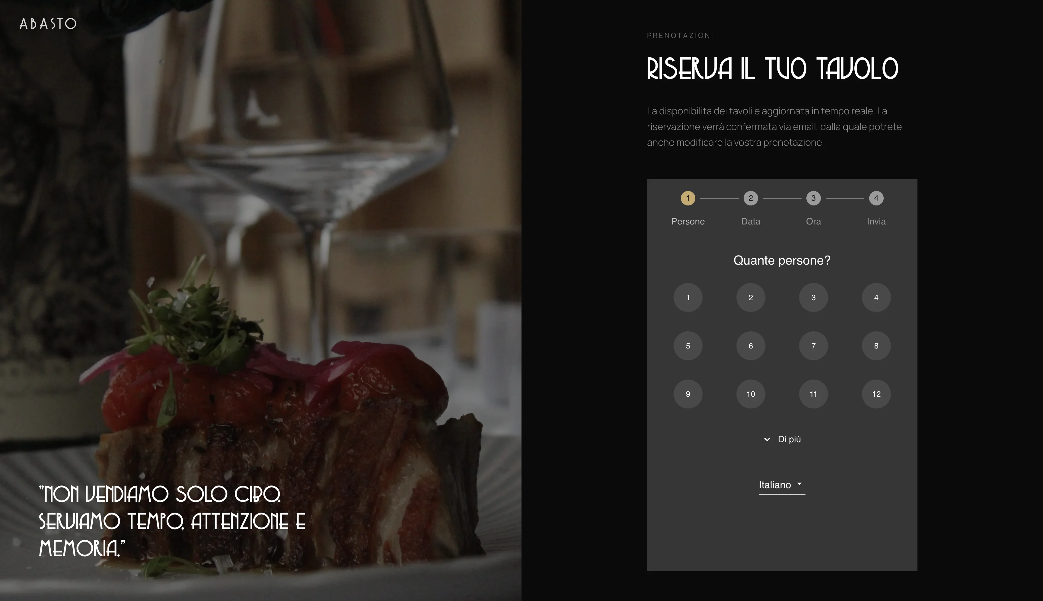 Abasto Booking | Ristorante - Piattaforma avanzata per la gestione delle prenotazioni e servizi del ristorante.